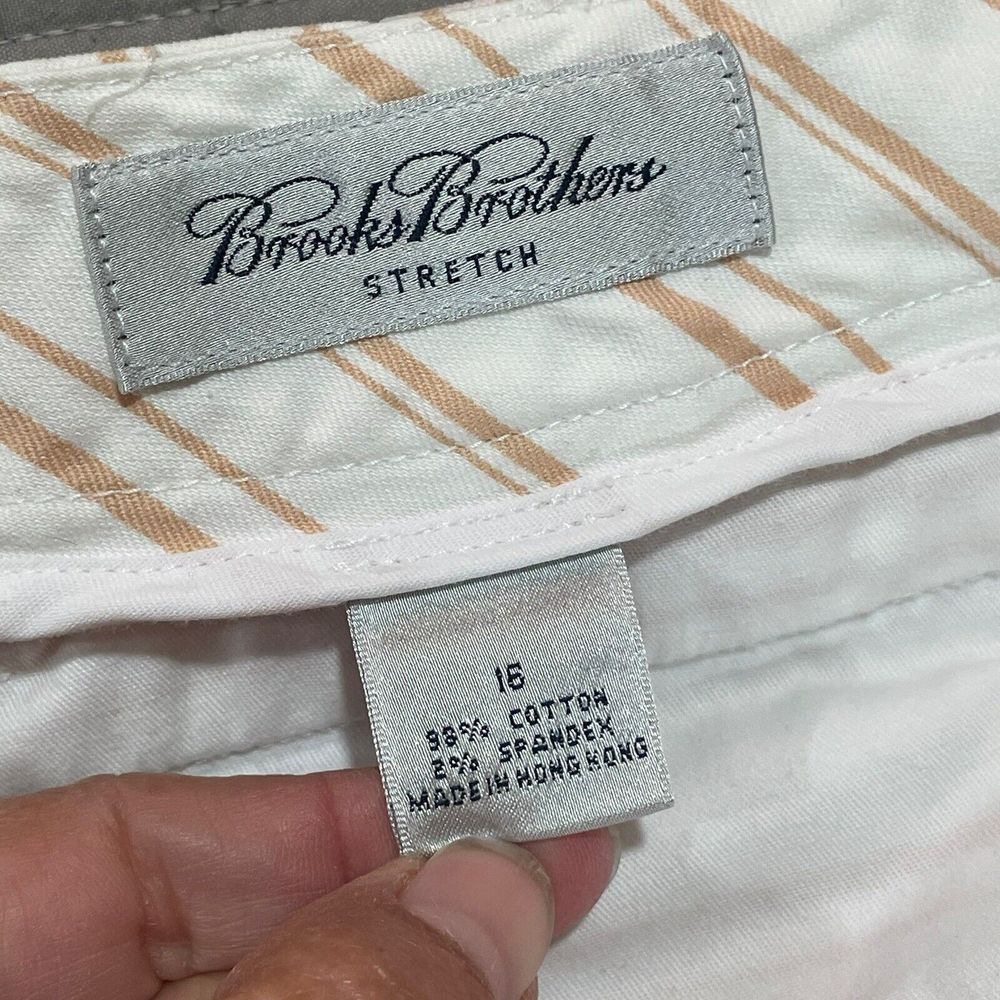 Brooks Brothers‎ Women's Sz 16 Stretch Cropped Ankle Pants White Tan Striped - Picture 7 of 10